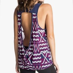 *Roxy Geometric Print Open-Back Semi-Sheer Tank Top Sz S